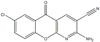 2-氨基-7-氯-5-氧-5H-[1]苯并吡喃[2,3-b]嘧啶-3-甲腈结构式