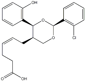 6-(2-(2-氯苯基-4-羟苯基)-1,3-二噁烷-5-基)己烯酸结构式
