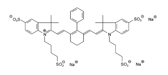 2-[2-(3-[2-[3,3-Dimethyl-5-sulfo-1-(4-sulfobutyl)-1,3-dihydro-indol-2-ylidene]-ethylidene]-2- phenyl-cyclohex-1-enyl)-vinyl]-3,3-dimethyl-5-sulfo-1-(4-sulfobutyl)-3H-indolium hydroxide, inner salt, trisodium salt