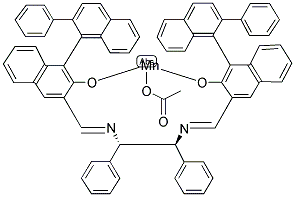 (1S,2S)-N,N'-双[(R)-2-羟基-2'-苯基-1,1'-联萘基亚甲基]-1,2-联苯乙烯氨锰乙酸酯结构式