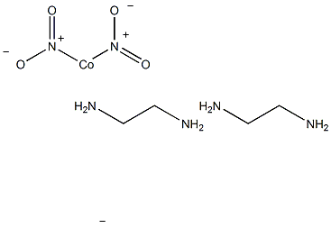 反-二硝基二(乙烯二胺)钴(iii)硝酸酯结构式