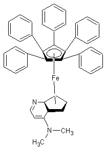 (R)-(+)-4-二甲氨基吡喃并英并啶基(五苯基环戊基)铁结构式