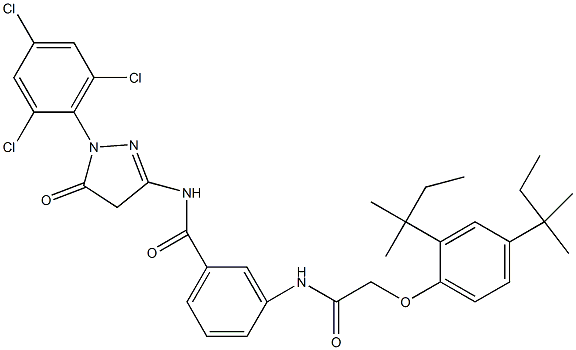 N-[4,5-二氢-5-羰基-1-(2,4,6-三氯苯基)-1h-吡唑-3-基]-3-[2-(2,4-二-叔-戊基苯氧基)乙酰氨基]苯酰胺结构式