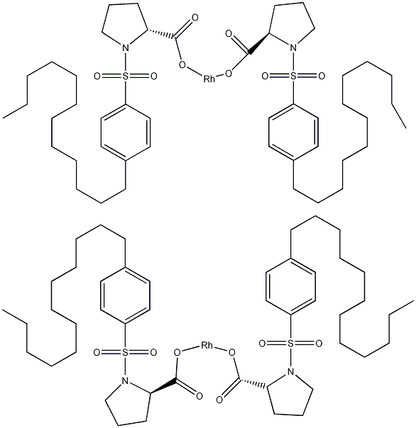 四三[-(+)-N-(对十二烷基苯磺酰)卟啉]二铑结构式
