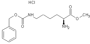 N(ε)-苄氧羰基-L-赖氨酸甲酯盐酸盐结构式