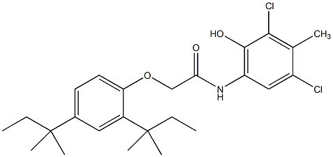 2-(2,4-二-1,1-二甲基丙基苯氧基乙酰氨基)-4,6-二氯-5-甲基苯酚结构式