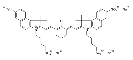 2-[2-(2-Chloro-3-[2-[1,1-dimethyl-7-sulfo-3-(4-sulfobutyl)-1,3-dihydro-benzo[e]indol-2-ylidene]- ethylidene]-cyclohex-1-enyl)-vinyl]-1,1-dimethyl-7-sulfo-3-(4-sulfobutyl)-1H-benzo[e]indolium hydroxide, inner salt, trisodium salt