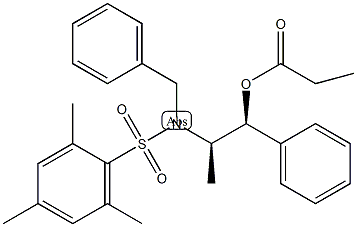 (1S,2R)-2-[N-苄基-N-(甲苯磺酰基)氨基]-1-苯基丙酸丙酯结构式