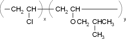 1-(乙烯基氧基)-2-甲基丙烷与氯乙烯的聚合物结构式