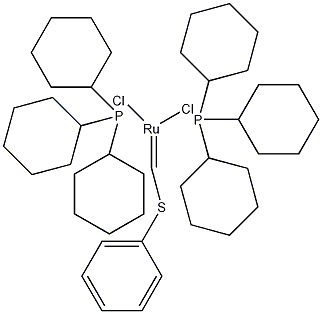 双(三环己基磷)[(苯基硫)亚甲基]钌(II)二氯结构式