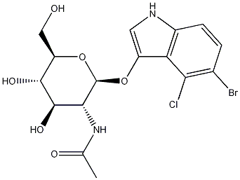 5-溴-4-氯-3-吲哚基-N-乙酰基-β-D-氨基葡糖苷结构式