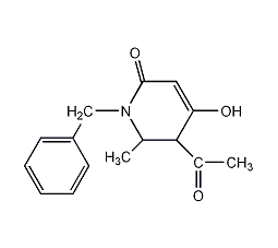 5-乙酰-1-苄基-4-羟基-6-甲基-2(1H)-吡啶酮结构式