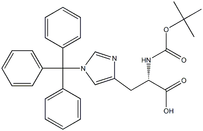 N-叔丁氧羰基-N'-三苯甲基-L-组氨酸结构式