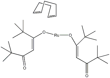 双(2,2,6,6-四甲基-3,5-庚二酮酸根)(1,5-环辛二烯)钌(II)结构式