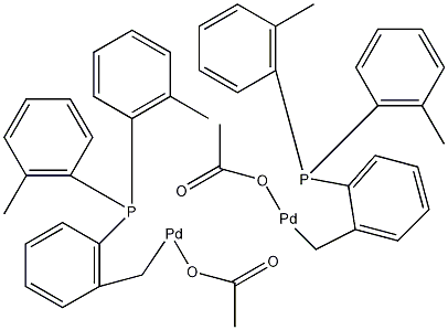 反式二-ΜU(M)-双[2-(二邻甲苯基膦)苄基]乙酸二钯(II)结构式