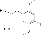 2,5-二甲氧基-4-碘代苯丙胺盐酸盐结构式