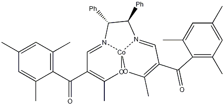 (1R,2R)-N,N'-双[3-氧代-2-(2,4,6-三甲基苯酰)亚丁基]-1,2-二苯基乙二胺合钴(II)结构式
