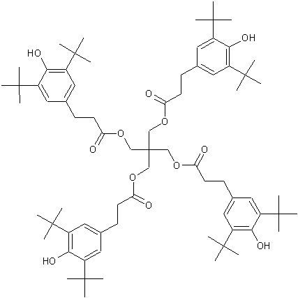 四(3,5-二叔丁基-4-羟基)苯丙酸季戊四醇酯结构式