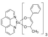 三(苯甲酰丙酮酸根)单(邻二氮杂菲)铕(III)结构式