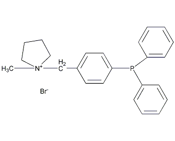 1-甲基-1-[4-(二苯基膦)]苄基吡咯烷鎓溴化物结构式