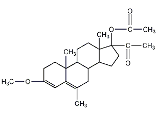 17-(乙酰)-3-甲氧基-6-甲基孕-3,5二烯-20-酮结构式