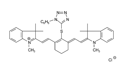 2-[2-[3-[2-(1,3-二氢-1,3,3-三甲基-2H-吲哚-2-亚基)-亚乙基]-2-(1-苯基-1H-四唑-5-基硫烷基)-1- 环己烯-1-基]-乙烯基]-1,3,3-三甲基-3H-吲哚鎓氯化物结构式