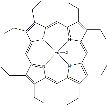 氯(2,3,7,8,12,13,17,18-辛乙基啉)铁(Ⅲ)结构式