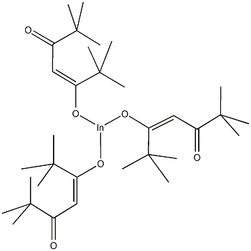 三（2，2，6，6-四甲基-3，5-庚二酮）铟(Ⅲ)结构式