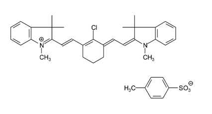 2-[2-[2-氯-3-[2-(1,3-二氢-1,3,3-三甲基-2H-吲哚-2-亚基)-亚乙基]-1-环己烯-1-基]- 乙烯基]-1,3,3-三甲基-3H-吲哚 4-甲基苯磺酸盐结构式