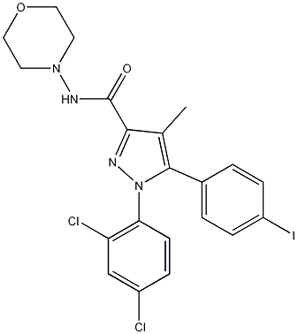 1-(2,4-二氯苯)-5-(4-碘苯基)-4-甲基-N-4-吗啉基-1H-吡唑-3-甲酰胺结构式