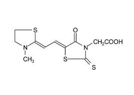 [5-[2-(3-甲基-噻唑-2-亚基)-亚乙基]-4-羰基-2-硫代-噻唑-3-基]乙酸结构式
