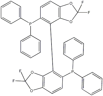 S-(+)-5,5'-双(二苯基磷)-2,2,2',2'-四氟-4,4'-二-1,3-苯并二氧二氯甲烷络合物结构式