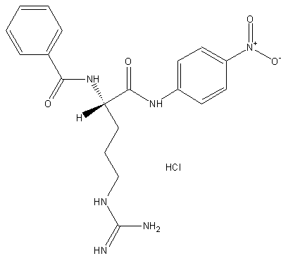 盐酸-NA-苯甲酰-1-精氨酸酰-4-硝基苯胺结构式
