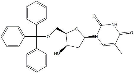 5'-O-三苯代甲基-2'-脱氧-β-D-呋喃来苏糖基胸苷碱结构式