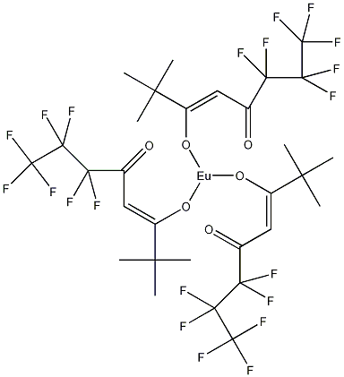 三(6,6,7,7,8,8,8-七氟-2,2-二甲基-3,5-辛二酮酸)铕结构式