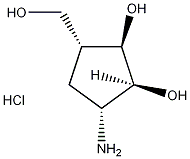 (1R,2S,3R,4R)-2,3-二羟基-4-(羟甲基)-1-氨基环戊烷水电氯化物结构式