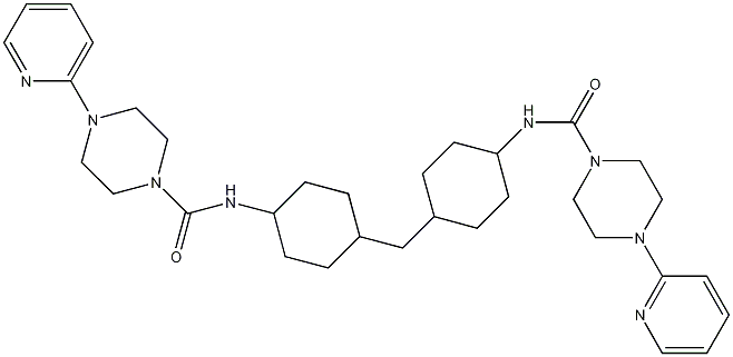 N,N'-(亚甲基二-4,1-环己胺二基)双[4-(2-吡啶基)-1-哌嗪甲酰胺]结构式