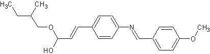 (S)-(+)-2-甲基丙烯酸[(对甲氧基亚苄基)氨基]肉桂酸酯结构式