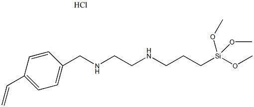 N-[2-(N-乙烯基苄基氨)乙基]-3-氨基丙基三甲氧基硅烷盐酸盐结构式