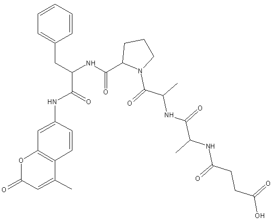 4-((S)-1-((S)-1-((S)-2-((S)-2-(4-methyl-2-oxo-2H-chromen-7-ylamino)-3-phenylpropanoylcarbamoyl)pyrrolidin-1-yl)-1-oxopropan-2-ylamino)-1-oxopropan-2-ylamino)-4-oxobutanoic acid