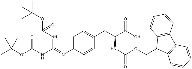 芴甲氧羰基-4-(N,N'-二叔丁氧羰基-胍基)-L-苯丙氨酸结构式
