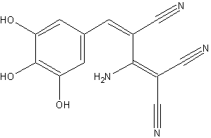 3-氨基-2,4-二氰基-5-(3',4',5'-三羟基苯基)五-2,4-二烯腈结构式