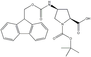 N-叔丁氧羰基-顺-4-N-芴甲氧羰基-氨基-L-脯氨酸结构式