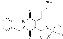 Nα-(叔丁氧基羰基)-Nδ-苄氧甲酰氯-L-鸟氨酸结构式