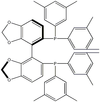 R)-(+)-5,5'-双[二(3,5-二甲苯基)膦]-4,4'-二-1,3-苯并二茂结构式