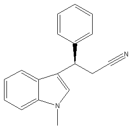 (3R)-3-(1-甲基-1H-吲哚-3-基)-3-苯基丙腈结构式