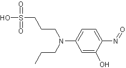 2-亚硝基-5-[N-正丙基-N-(3-磺丙基)氨基]苯酚结构式