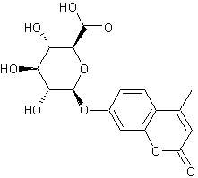 4-甲基伞形酮-β-D-葡萄糖苷酸结构式