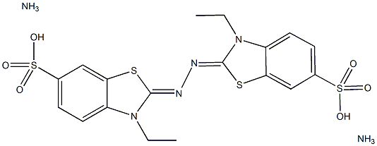 2,2'-联氮基双(3-乙基苯并噻唑啉-6-磺酸)二铵盐结构式