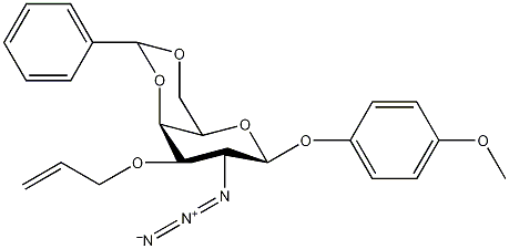 4-甲氧苯基3-O-烯丙基-2-三氮基-4,6-O-苯亚甲基-2-脱氧-β-D-吡喃半乳糖苷结构式